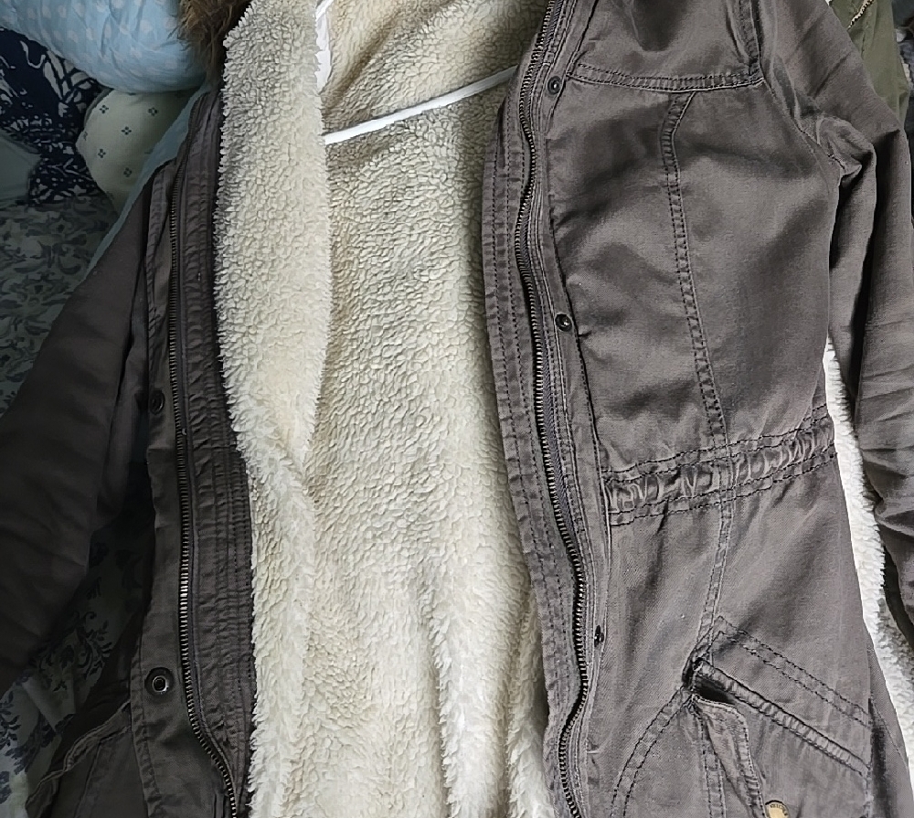 Hollister Gray Sherpa Jacket - Coat Long - Picture 3 of 6